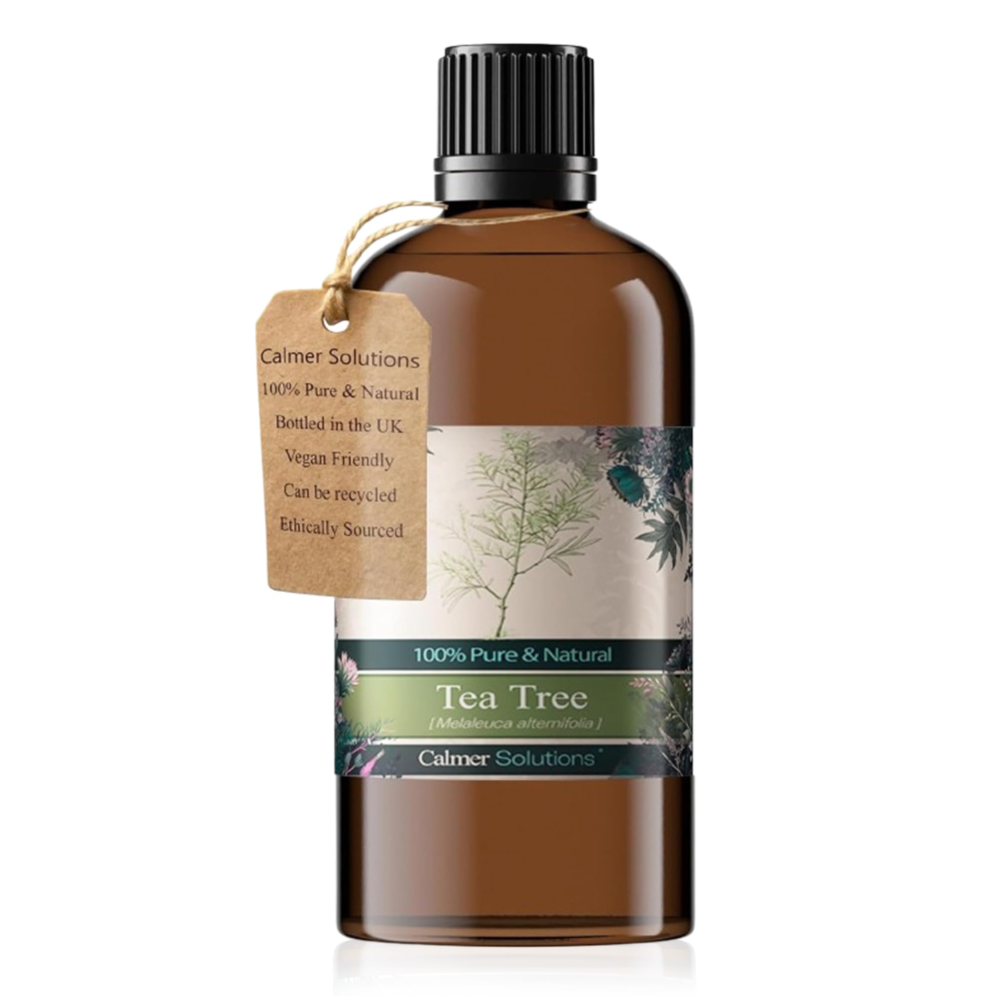 Calmer Solutions Pale Yellow Tea Tree Essential Oil 100Ml - 100% Pure & Natural Melaleuca Alternifolia - Steam Distilled Essential Oil - Aromatherapy Oil, Home Fragrance Diffuser Oil - Fresh Herbal Scent