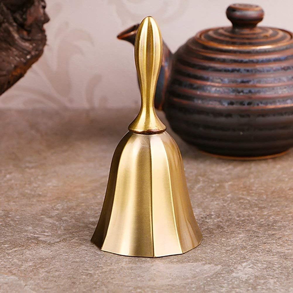DomeStar Hand Bell, 2PCS Call Bell Wedding Bell Dinner Bell Golden and Pewter Classroom Bell for Kids : Musical Instruments