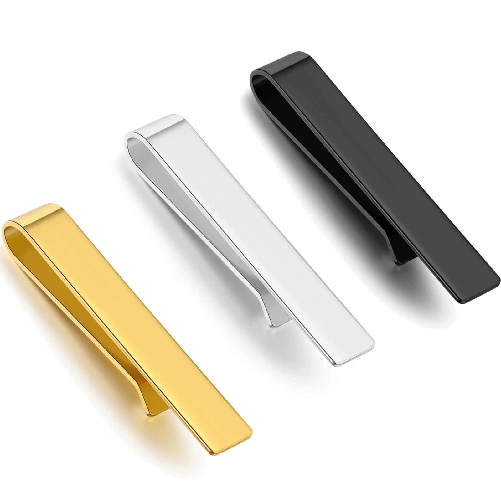 3PCS Tie Pin for Men Formal, Elegant Steel Tie Clip Set of 3, Professional Accessories for Business Meetings and Wedding Events, Gold Black Silver Color Options with Secure Grip Design-image-37