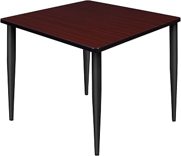 Regency Kahlo 36 in. Square Breakroom Table- Mahogany Top, Black Tapered Legs