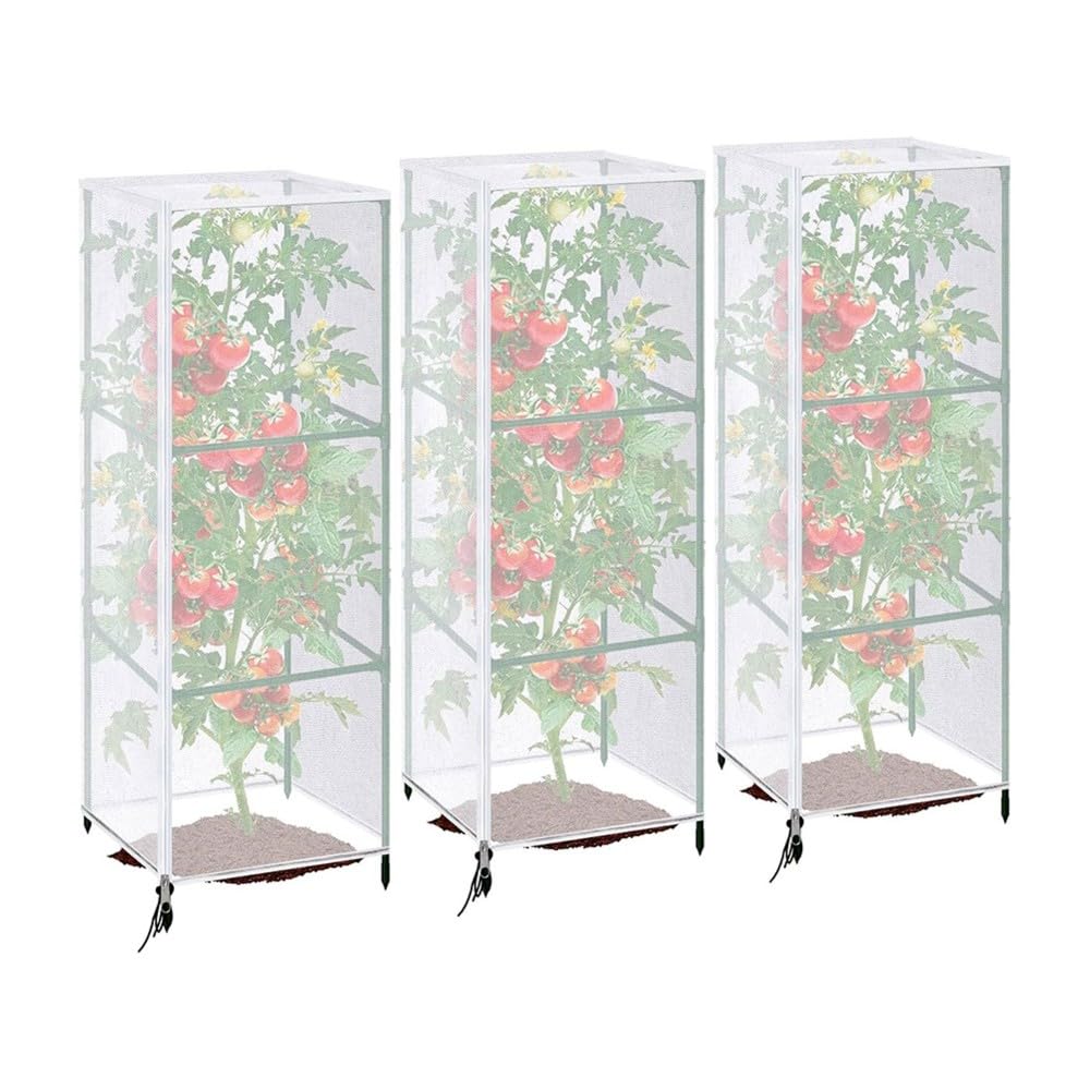 Aundhegrtt Insect Plant Cover 3 Pcs Garden Bird Netting for Square Tomato Cage(59" X 17.7")