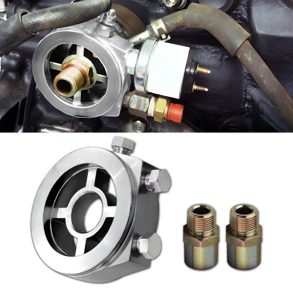 Racing Car Sport JDM Aluminum Oil Gauge Filter Sandwich Adapter Plate Kit Silver