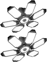 Vista 10 de Adiding Luz LED de garaje con 6 paneles deformables para sótano, paquete de 6, se atornilla en casquillo de bombilla E26 E27, súper brillante