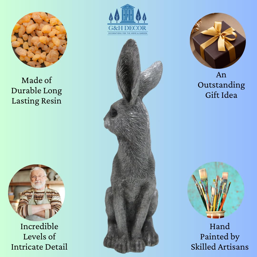 BRASSTAR Sitzende Hasenstatue Aus Gusseisen – 11,2 Cm Hoch, Wetterfest, Für Garten, Terrasse Oder Innenbereich, Dekorativ