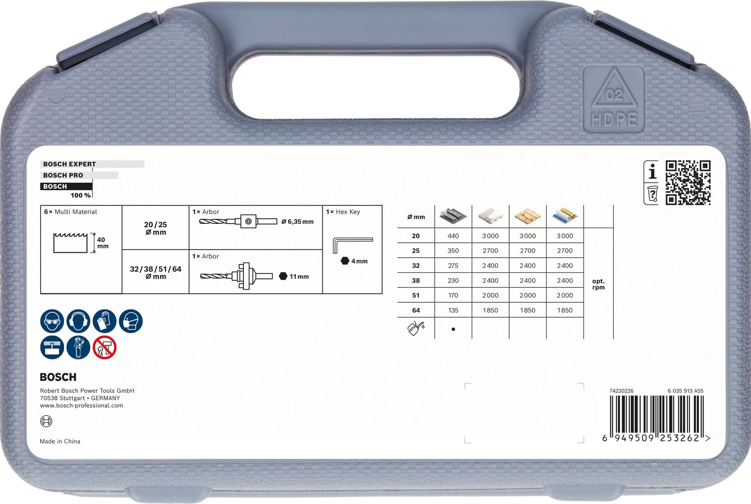 Bosch 9x PRO Multi Material PC Plus Juego de sierras roscadas (para Acero, Pladur, Ø 20, 25, 32, 38, 51, 64 mm, Accesorios Profesionales Taladradoras)