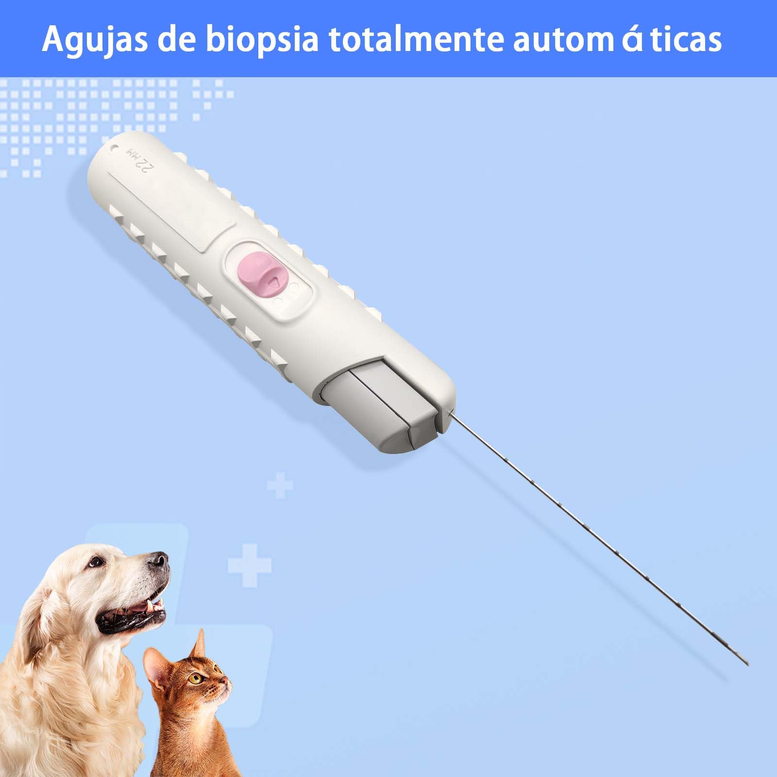2 Aguja de Biopsia Automática para Mascotas – Aguja de Biopsia Veterinaria para Muestreo de Tejidos Animales, Herramienta de Diagnóstico Eficaz para Toma de Muestras en Mascotas. (16G 1.65mm*100mm)