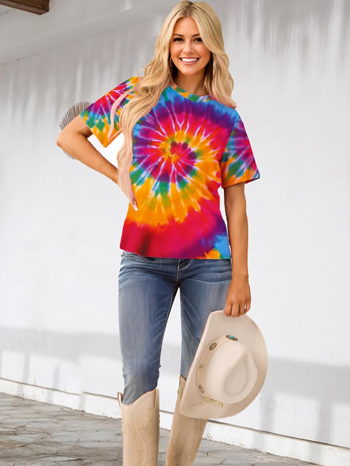Women Hippie Shirt Tie Dye Peace Sign Tshirts Hippy Peace Costume Hippie Outfit Tee - Image 5