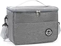 Bolsa Térmica Lancheira com Alça e Bolso Lateral – Para Marmita, Trabalho, Academia, Escola e Passeios (Cinza)
