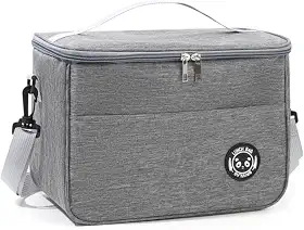 Bolsa Térmica Lancheira com Alça e Bolso Lateral – Para Marmita, Trabalho, Academia, Escola e Passeios (Cinza)