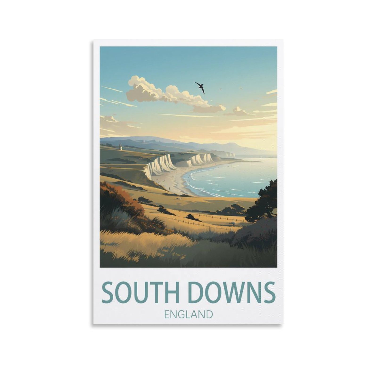 South Downs England Vintage Travel Posters Landscape 08x12inch(20x30cm) Wall Art Picture Print Canvas Art Poster Modern Family Bedroom Decor Posters