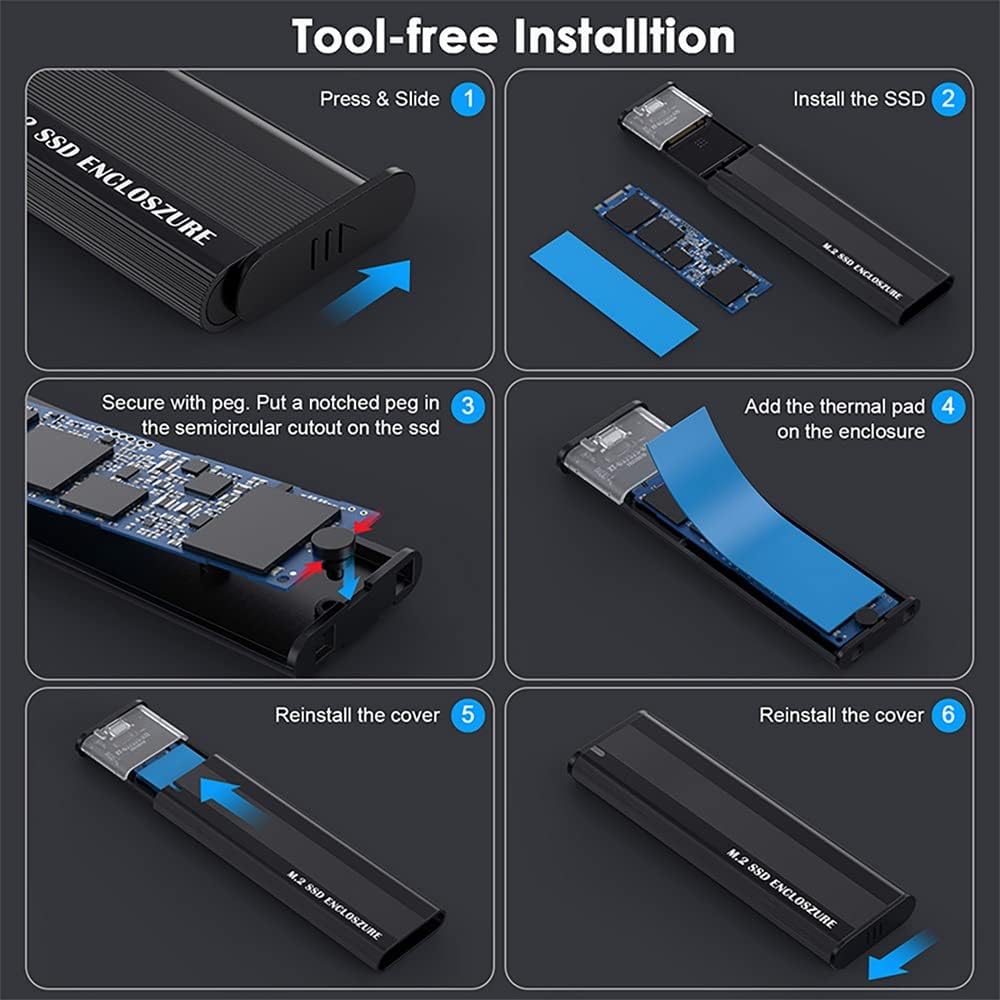 xiwai USB 3.0 Type-C USB-C to M-Key M.2 NVMe SSD External PCBA Case Enclosure Portable Adapter RTL9210B Chipset