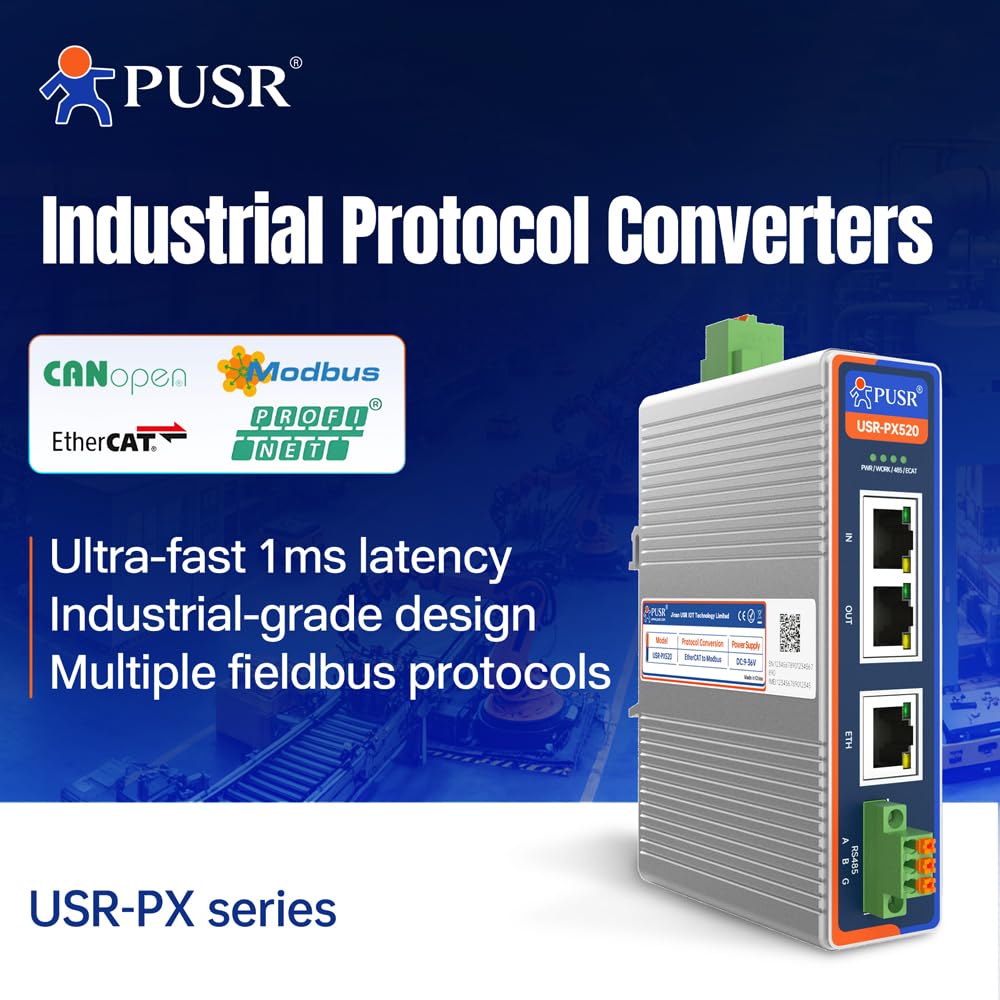 Convertisseur de protocole industriel Profinet vers Modbus RTU/TCP Master Support TIA Portal/STEP7 Dual Port Ethernet Switch GSD Fichier fourni USR-PX530