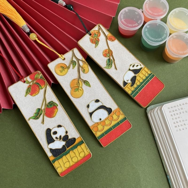 3Pcs Large DIY Bookmarks Kit Cloisonne Filigree Enamel DIY Paint by Numbers Kit Starter Set for Beginners Easy Instructions Hobby for Adults Teens Elderly Handmade Home Decor Gifts