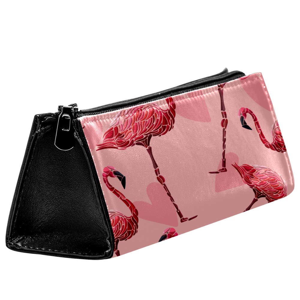 EZIOLY Flamingos and Hearts - Estuche para lápices y cosméticos con cremallera
