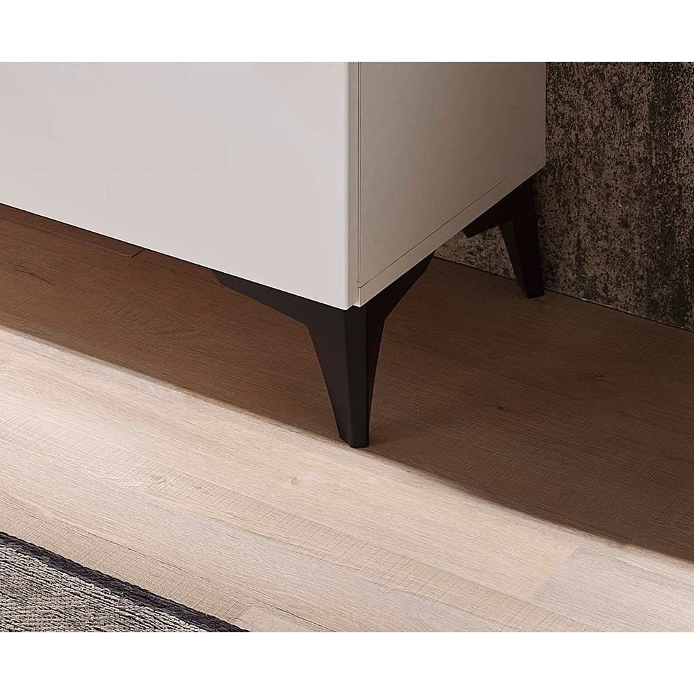 Lomadox Sekretär in weiß, Klapptür mit Türdämpfung, Drehtüren mit Softclose-Funktion, Griffe in schwarz, B/H/T ca. 98/124/42 cm