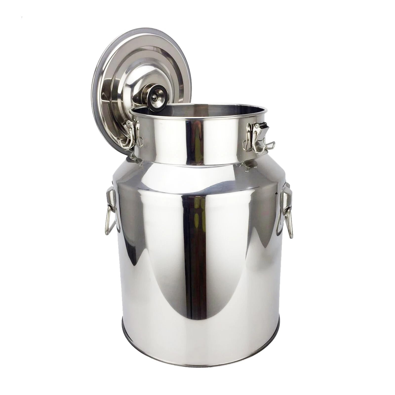 Gdskr Silver 18L Stainless Steel Milk Churn Can, Heavy Duty Milk Jug Milk Bucket, Wine Pail Bucket Bottle Storage, Oil Rice Water Barrel, With Sealed Lid & Carry Handle, For Restaurants,Canteens,Hotels