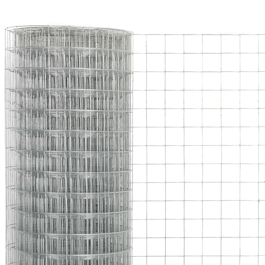Homgoday Alambrada de gallinero Acero galvanizado Plateada 25x0,5 m Alambrada gallinero galvanizada Recubrimiento Cerca de Alambre, alambrada metálica, Rollo de Alambre de MallaPlateadoPlateado