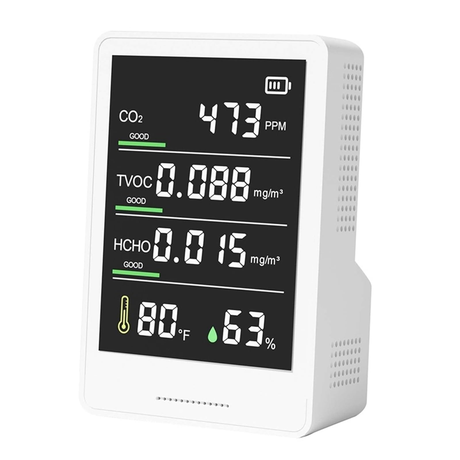 Tester del monitor della qualità dell'aria Rilevatore di CO2, TVOC, HCHO, Contatore particelle umidità e temperatura for auto domestica Per cucina e camper