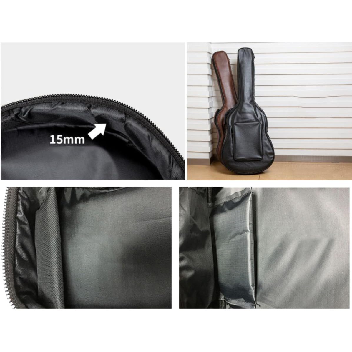 Custodia Ampia Pollici da Chitarra 40/41 in per Acustica Pu Resistente All'acqua Doppia Tracolla Imbottita Tasca Esterna per Viaggio e Performance All'aperto