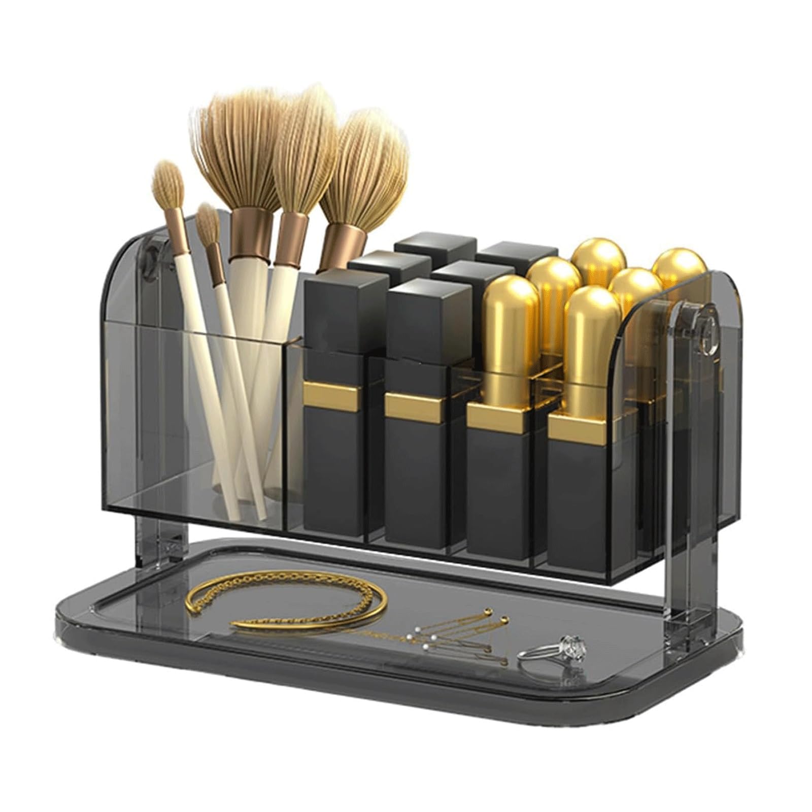 Organizador de cosméticos Transparente, Soporte for brochas de Maquillaje, lápiz Labial, Organizador de Escritorio, papelería, acrílico Transparente, 1 Unidad(Grey)