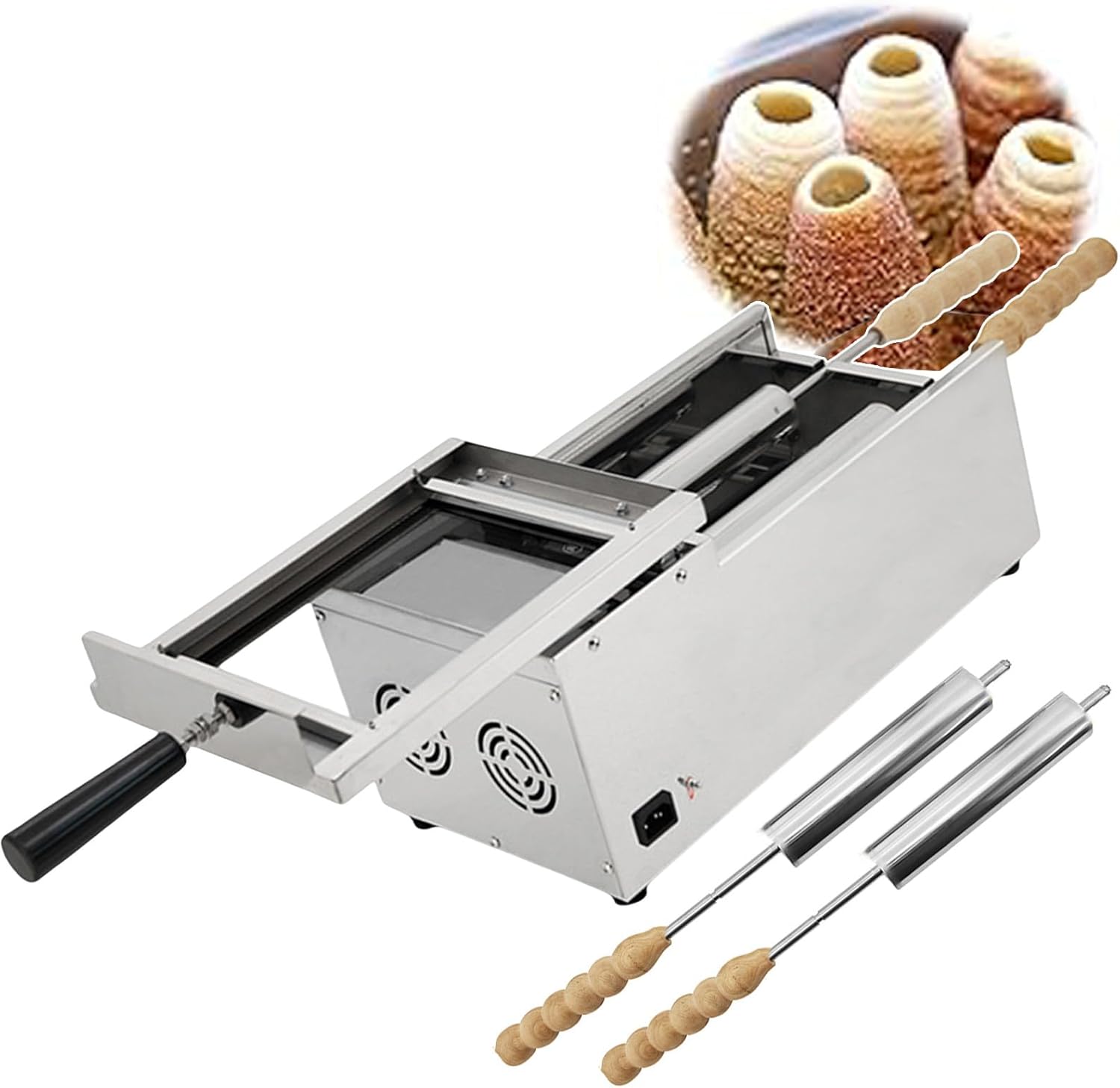 Electric Chimney Cake Oven Machine | Ice Chimney Cake Maker | Stainless Steel Material | 0-300°C Temperature Control | Chimney Roll Grill Maker for Commercial and Home,