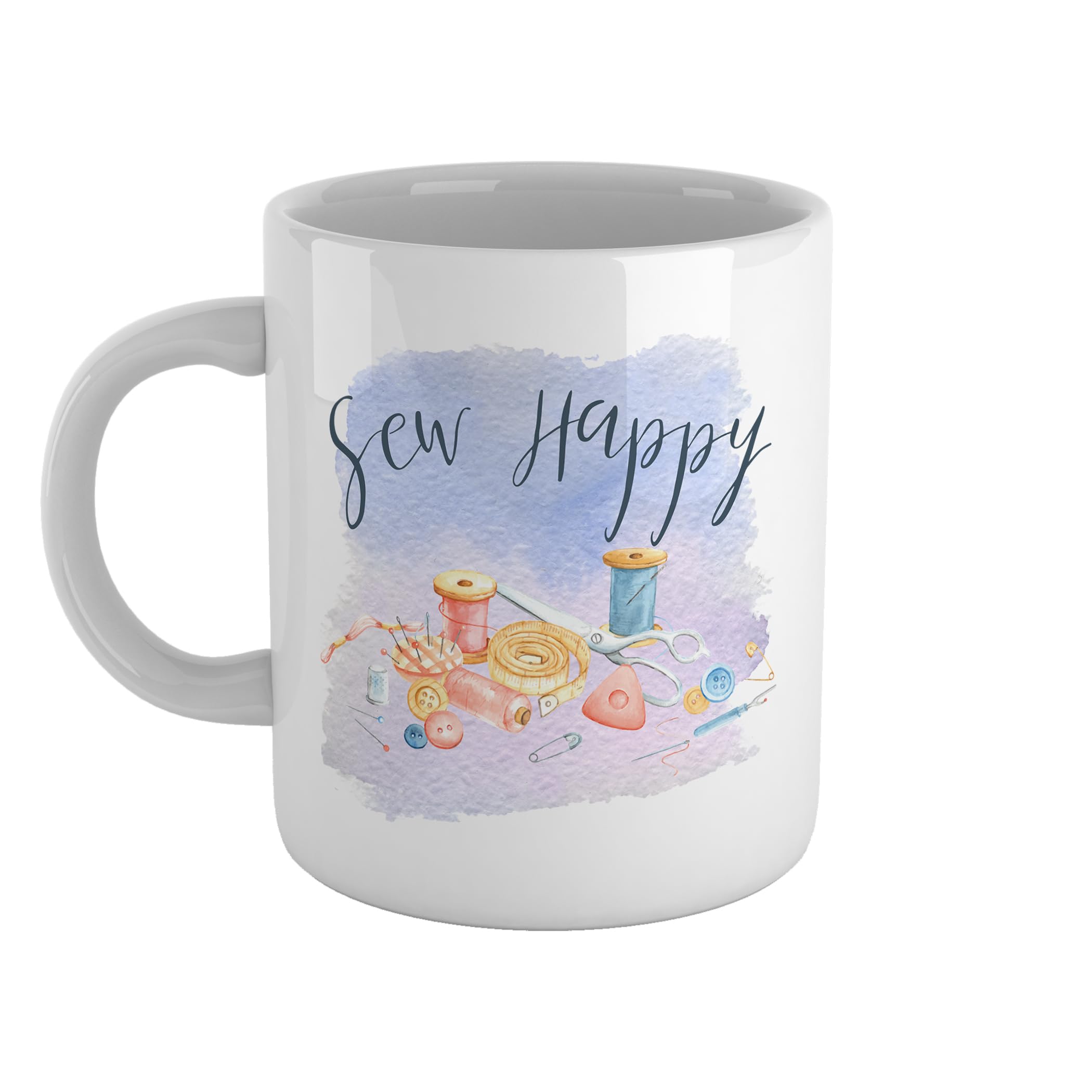 Sew Happy | UK Seller | Ceramic mug | Mug for Coffee or Tea Lovers | Friend gift | Birthday idea | Love gift