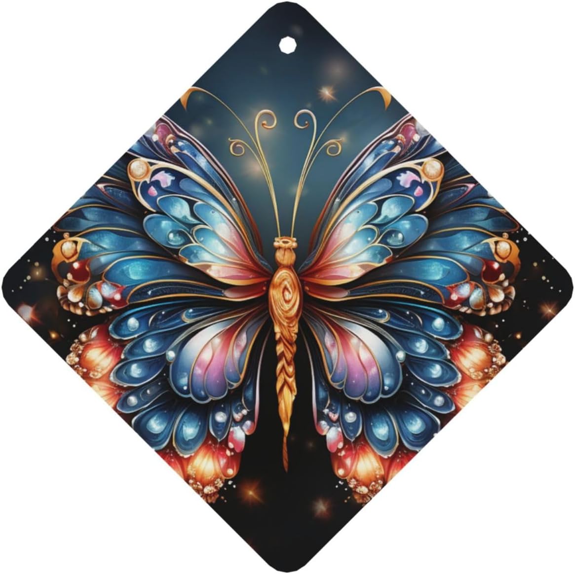 Car Air Freshener 24 PCS Rhinestone Butterfly Print Hanging Car Air Fresheners Auto Interior Decor Card Freshener Strong Scented Card Lavender Cars Scents for Office Bedroom Close Drawer Square