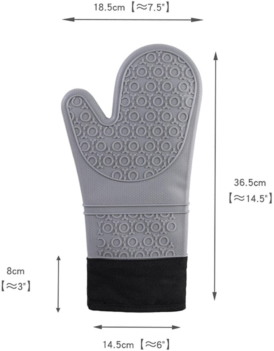 Guantes de horno de silicona resistentes al calor con forro de algodón acolchado, guantes de horno extra largos antideslizantes para barbacoa, cocinar, hornear, asar a la parrilla, barbacoa, microonda