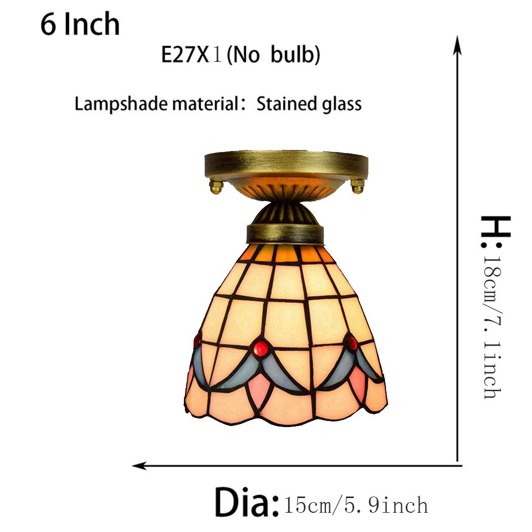 ZBZFGE Stylowe lampki sufitowe ręcznie robione witraże szklane sufitowa wyposażenie montowania starych oświetlenia do sypialni salonu barowy, 15 cm
