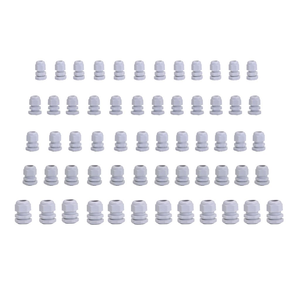 60pcs PG7 PG9 PG11 PG13.5 PG16 Thread Cable Gland Wire Connector Waterproof M12 M16 M18 M20 M22 Nylon Cable Gland Reducer Grey Combo Pack