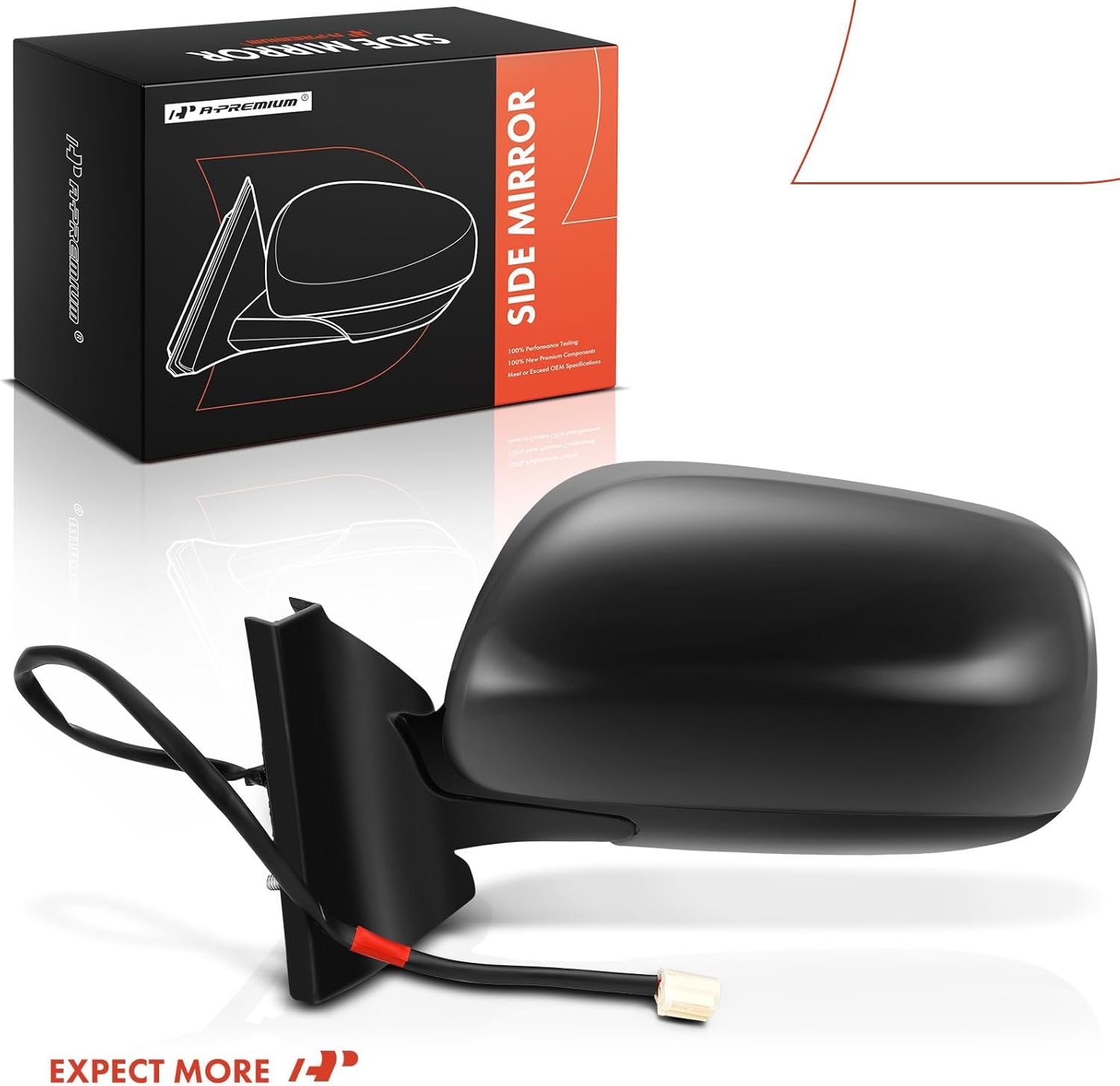 A-Premium Driver Side Power Door Mirror - Compatible with Toyota Yaris 2007 2008 2009 2010 2011 Hatchback 2-Door - Non-Heated Folding Smooth Black Outside Rear View Mirror
