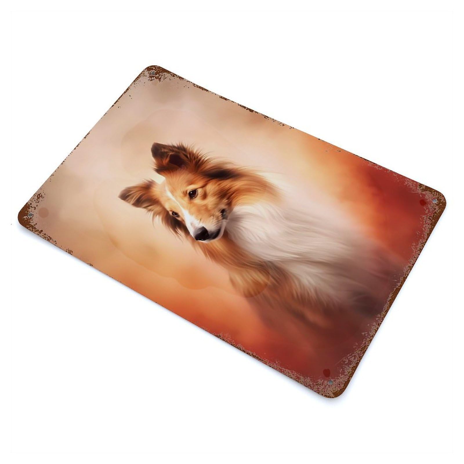 Shetland Sheepdog Animal 11.8"x7.9" Vintage Metal Tin Sign, Retro Wall Decor for Basement, Hobby Room And Garage Decor