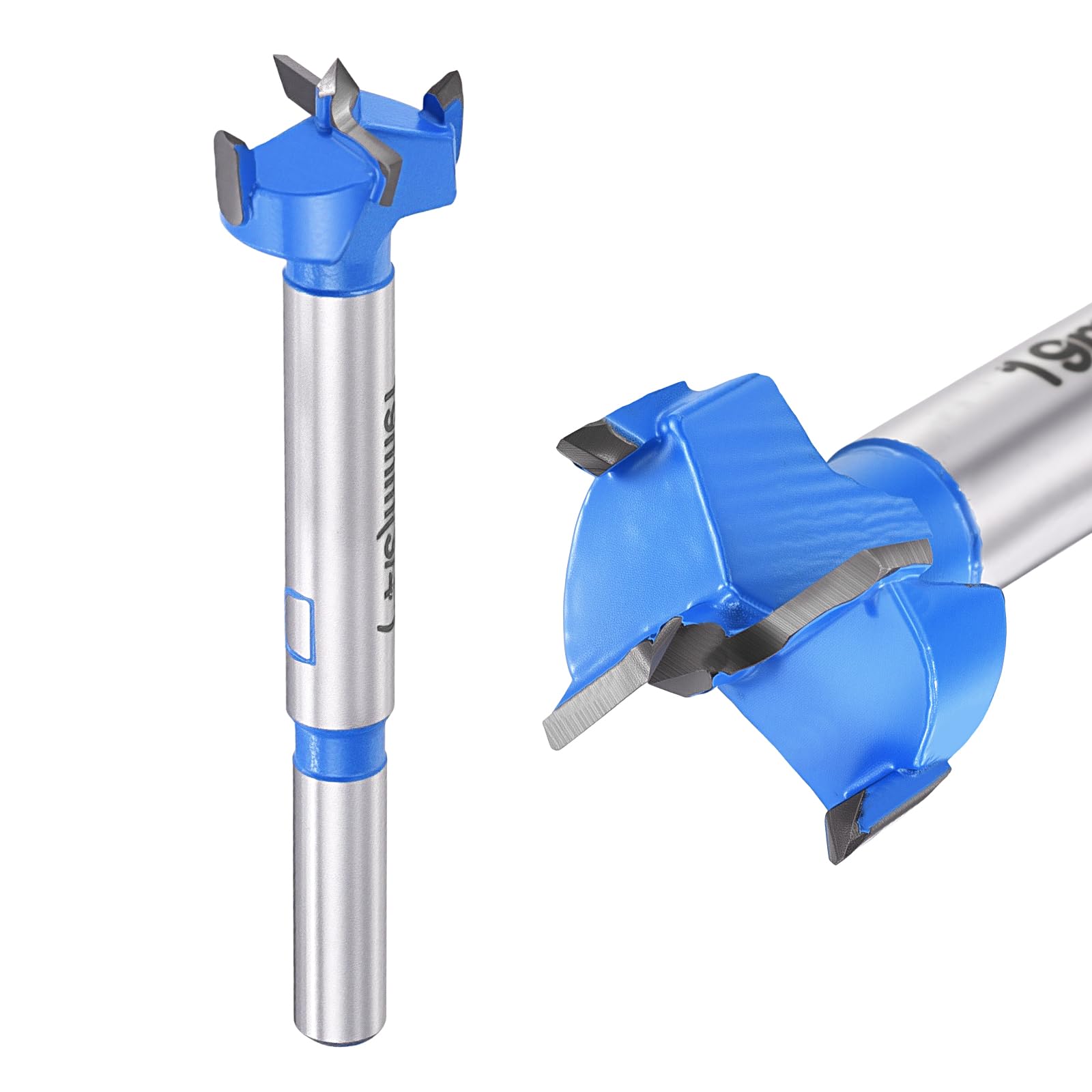 DTGN 19mm Forstner Drill Bits 3/4" - 2Pack - Good for Wood Plastic Plywood - 2 Flutes Tungsten Carbide Woodworking Hole Saw Cutter with Round Shank - Blue