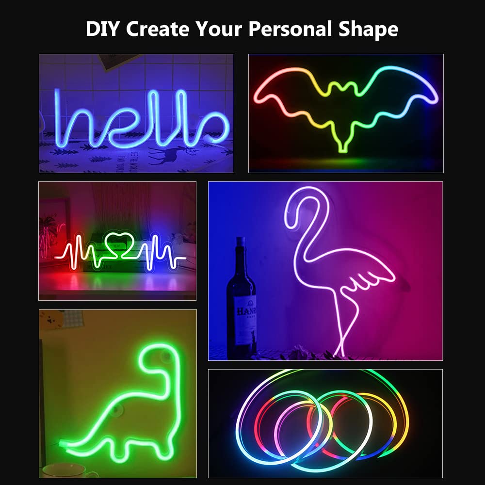 5M neonowa taśma LED, RGBIC Smart Synchronizacja muzyki wielokolorowa wodoodporna IP67 kompatybilna z Alexa i Google Assistant Control APP pilot do dekoracji pokoju (5M)