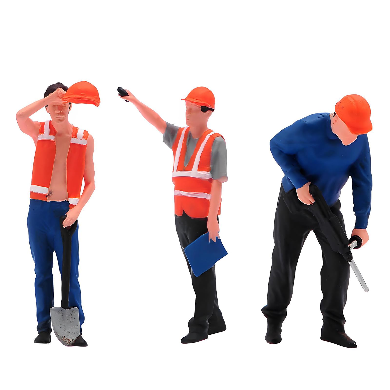 Hredyqw 1:64 Scale Miniature Construction Worker Figurines Set Painted Resin Model For Building Scene Decoration