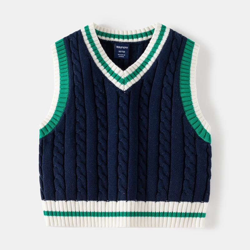 Meufam Baby Boys V Neck Knit Sweaters Uniform Vest Solid Color Sleeveless Pullover Waistcoat Tank Tops for Toddlers3