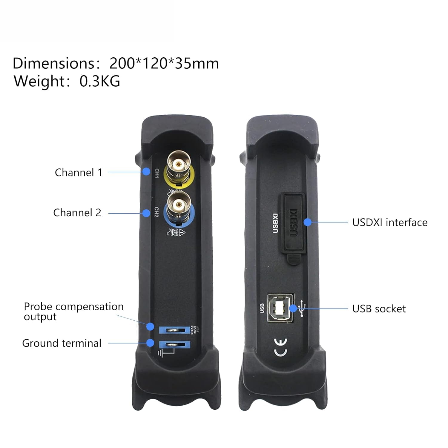 Hantek 6022BE Oscilloscope virtuel USB à stockage numérique avec bande passante de 20 MHz, oscilloscope portable à 2 canaux