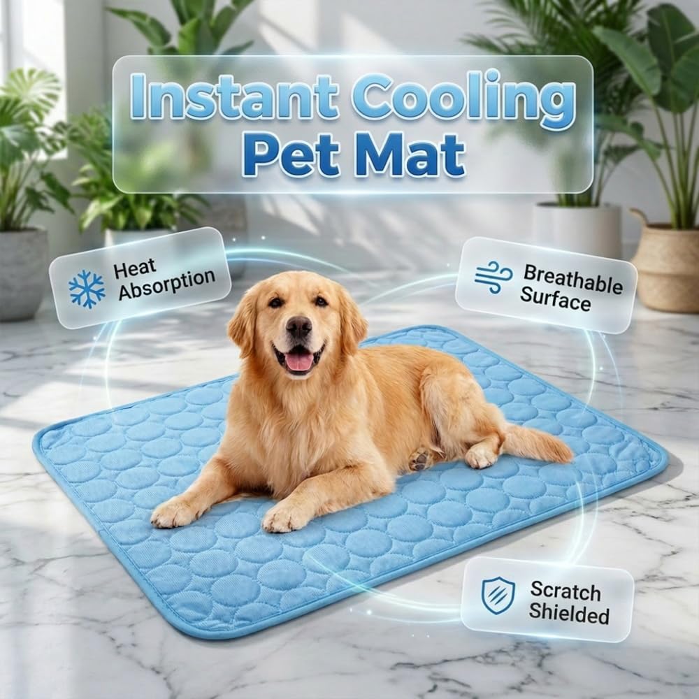 Generisch Kühlmatte für Hunde, 2026 Neu Kühlmatte Hund Selbstkühlend, Die Innovative Kühlmatte Für Hunde Sommer Kühldecke Hund Selbstkühlende Pads für Hunde Katze (Hellgrau, XL)