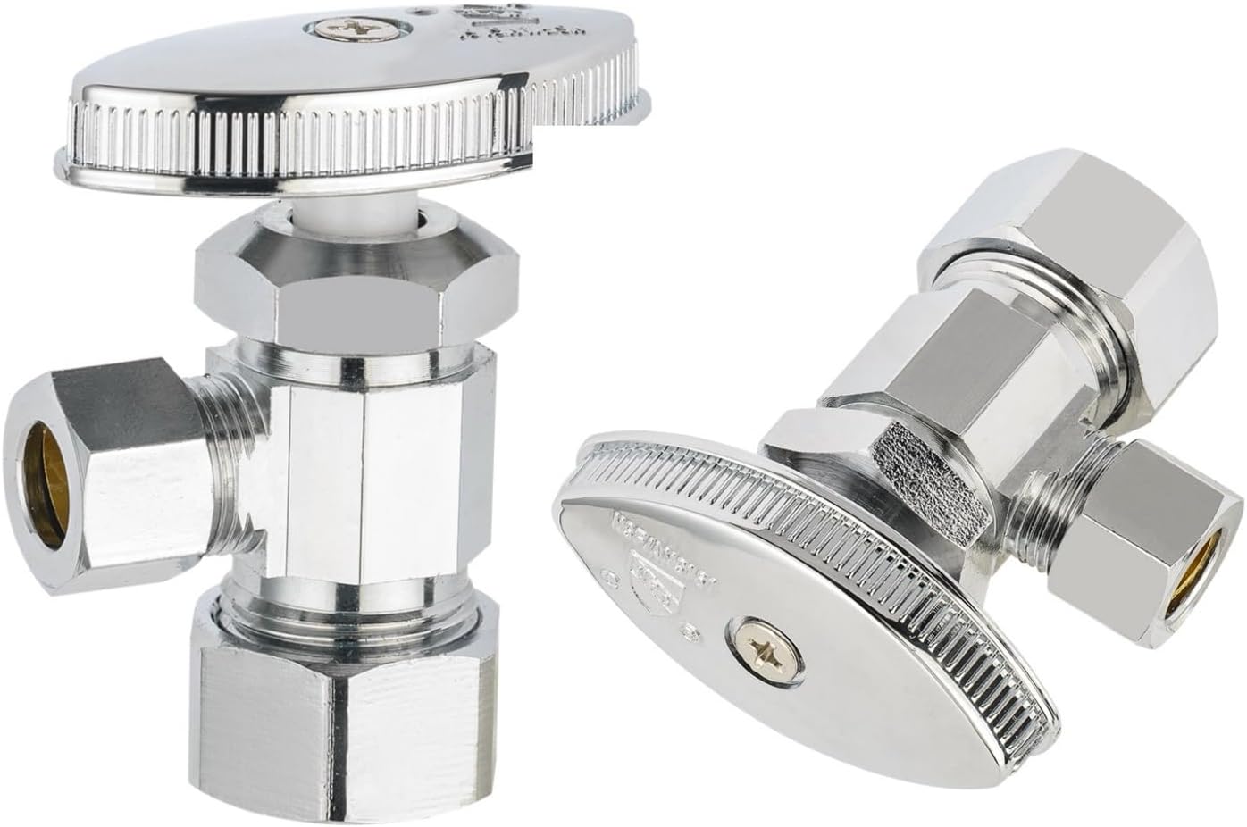 (Pack of 10) EFIELD Multi-Turn Angle Stop Valve 1/2" Nominal (5/8" OD) Compression x 3/8" OD, LF Brass Chrome Plate,(VALVE362-10PCS)