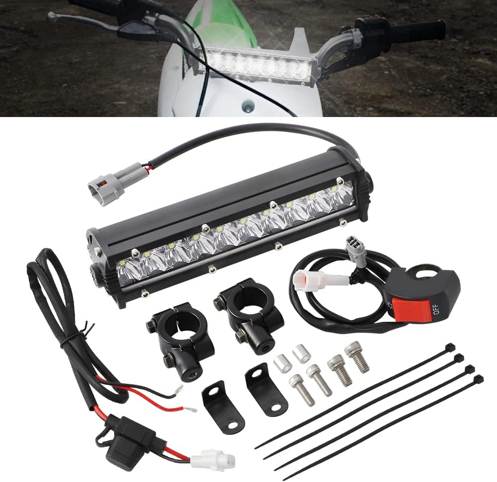 motoparty Light Bar for Ebike 60W Fit Most 7/8" Handlebar Dirt Bike Light Bar for KLX110 CRF110 TTR110 YZ250F Plug-Play Headlight Assembly