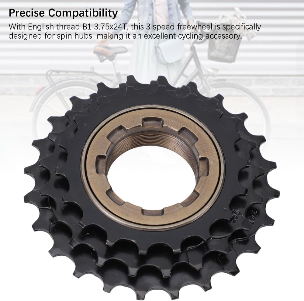 ‌3-Speed Steel Bike Freewheel 18/21/24T - English Thread B1 Replacement Gear for Spin Hub, Mountain & Road Bike Drivetrain Upgrade
