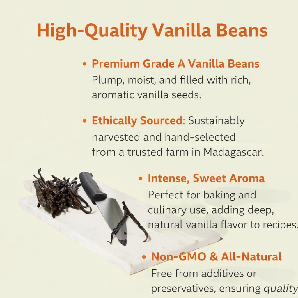 Buji Vanilla Ugandan Vanilla Beans – Grade A Gourmet Whole Pods for Extract, Baking & Cooking – Fresh, Moist, High Vanillin (10 Count)