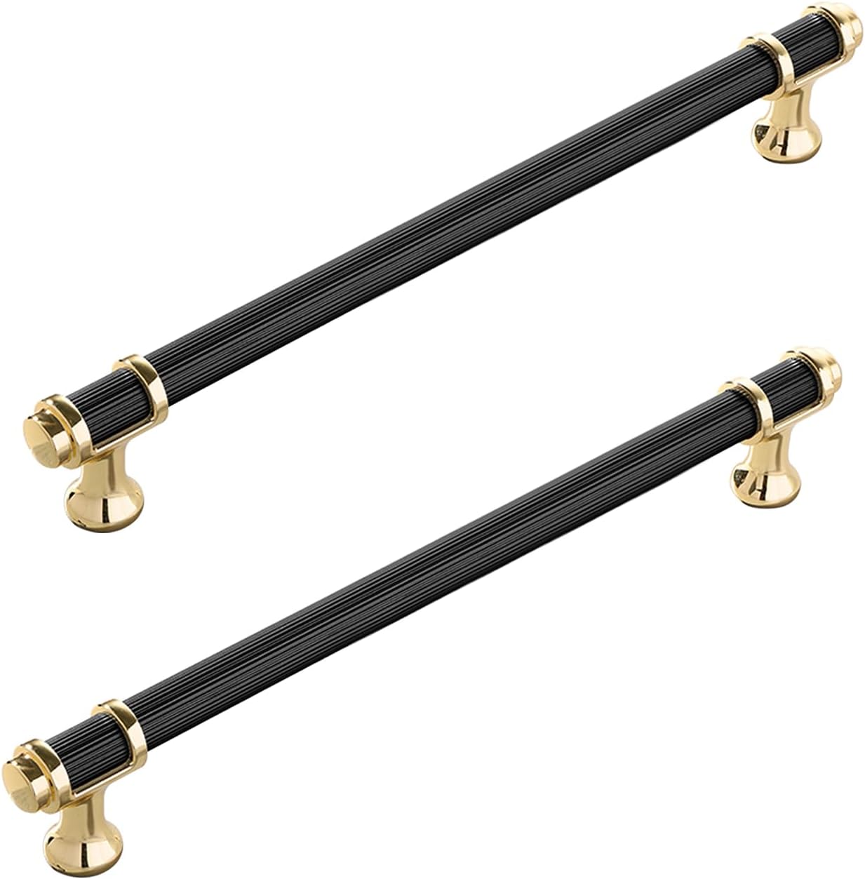2 Pack Cabinet Handles Matte Black and Gold Kitchen Cabinet Pulls Modern Dresser Drawer Knobs ...
