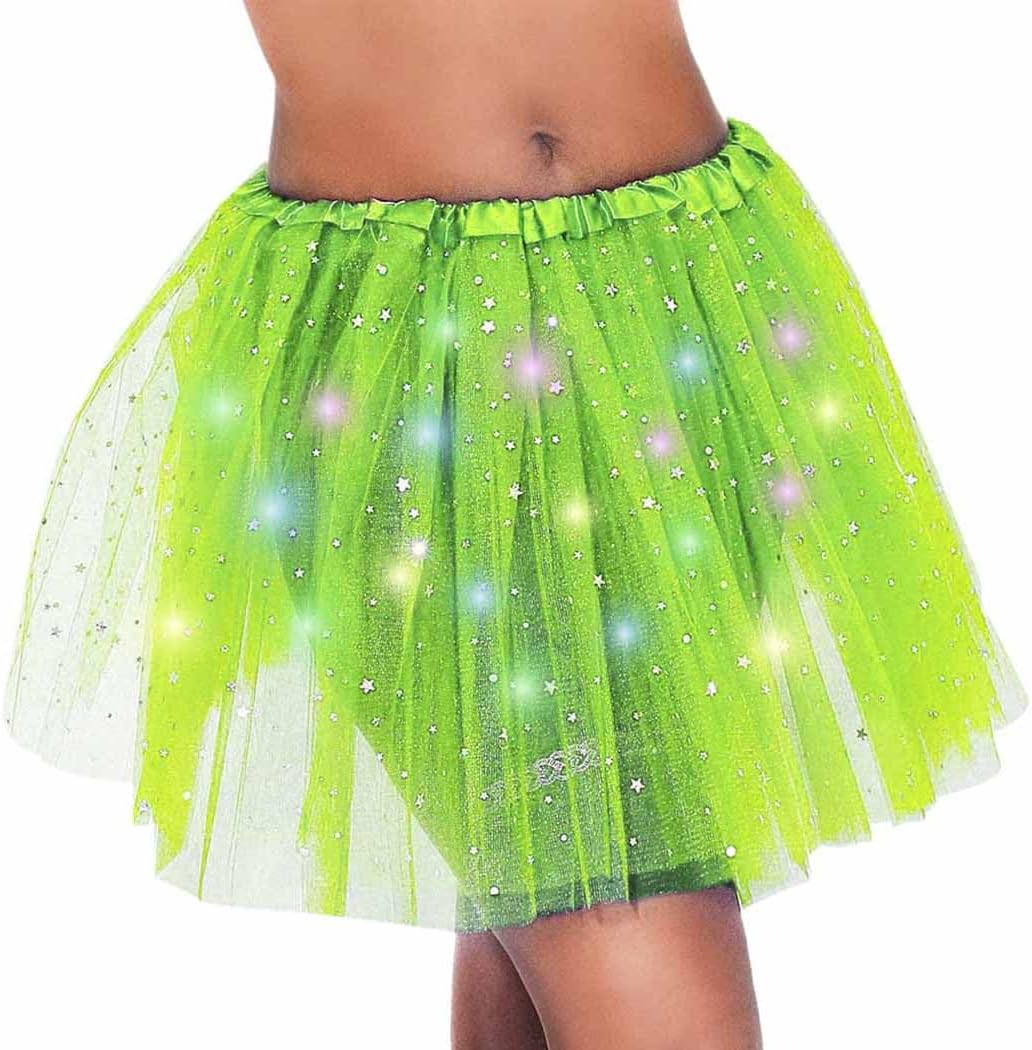 DRESBE Light Up Tutu Skirt Glow Party Tutus Valentine's Day Mardi Gras Rave Neon LED Tulle Tutu for Women - Image 2