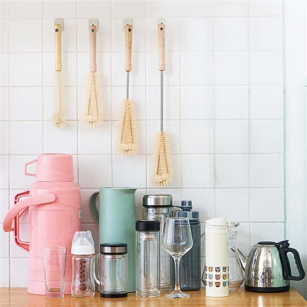 Kitchen Cleaning Brush L-Shaped Coffee Tea Glass Cup Baby Bottle Hangable Wooden Handle Cleaner Gadgets