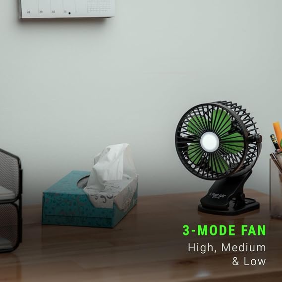 LitezAll 27915 Rechargeable Clip On Fan with Light