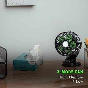 LitezAll 27915 Rechargeable Clip On Fan with Light