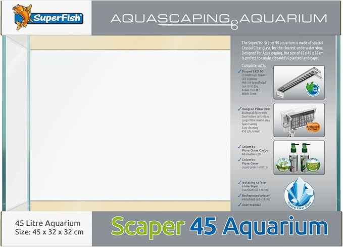 Superfish Scaper 45 Aquarium Starter Set Up, White,Black