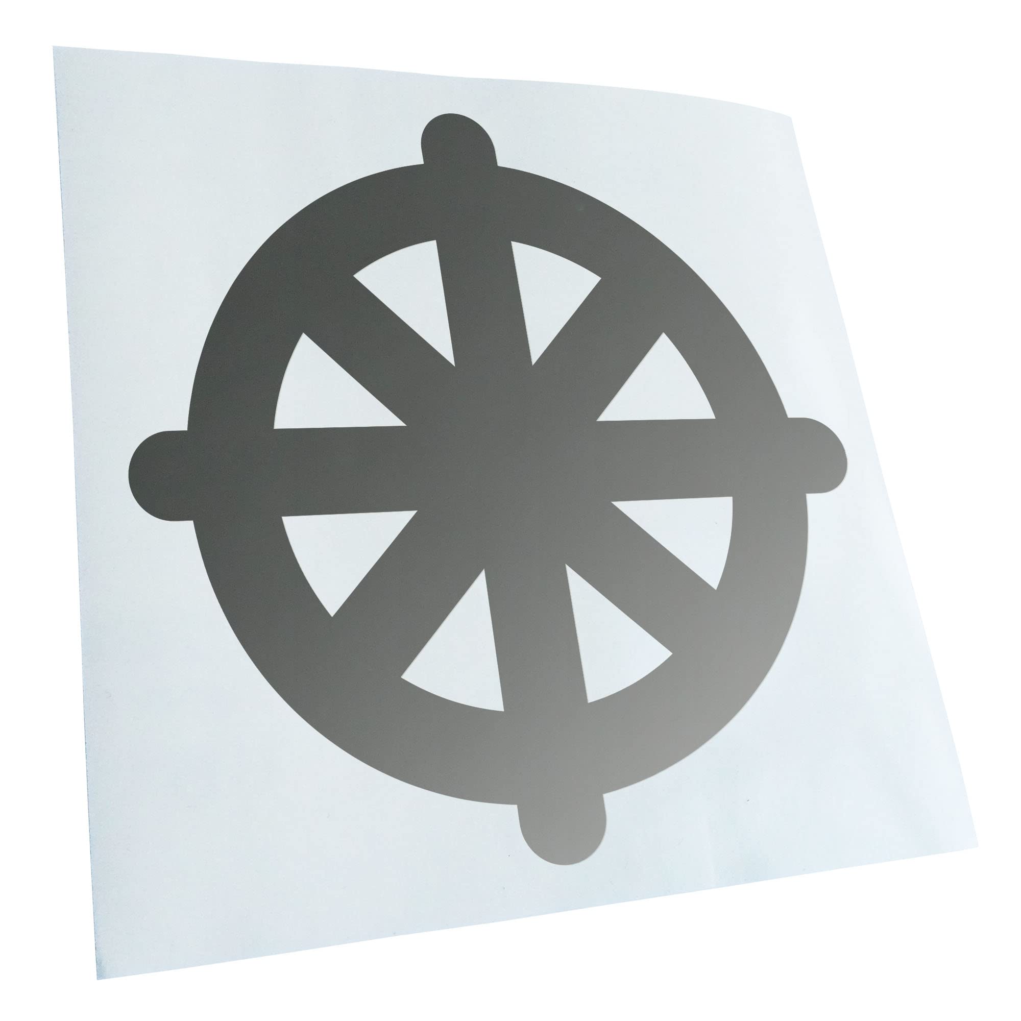 Kiwistar - Car Sticker - Silver - 24 x 24 cm Dharmachakra Buddhism - Rear Window Car Sticker Weatherproof for Car Truck Moped Truck - Sticker Exterior Self-Adhesive Tuning Accessories for Window