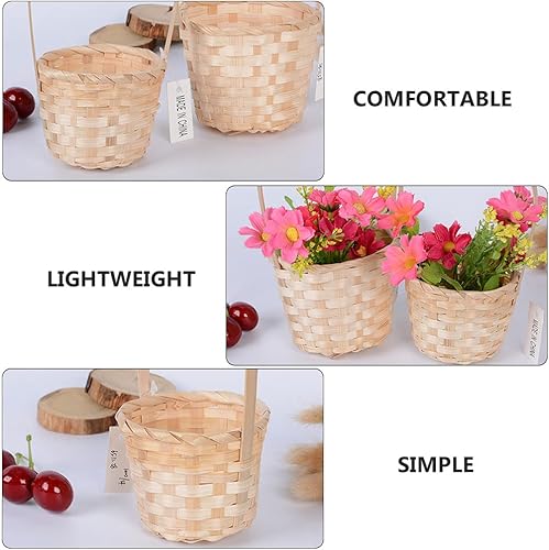 Miniatura 7 de Hemoton Contenedores de bayas, 5 unidades, mini cestas tejidas con asas, cesta de picnic de bambú, cesta de almacenamiento de alimentos, decoración